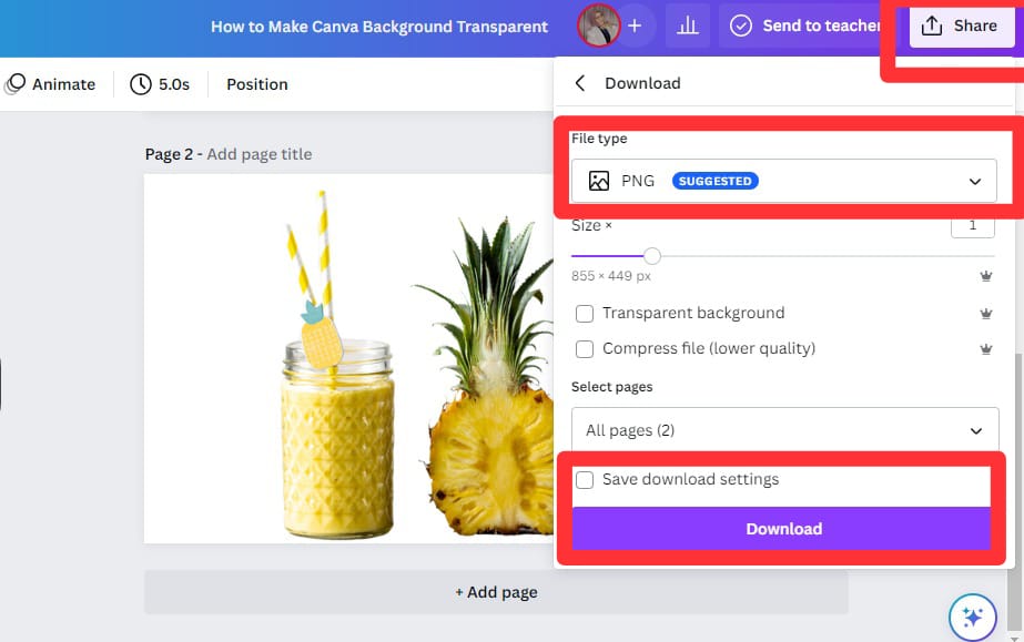 Step 6- Make Canva Background Transparent