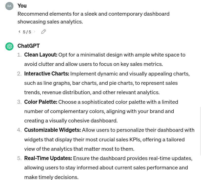 Dashboard Design Elements