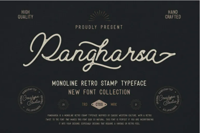 Pangharsa Monoline Retro Stamp Typeface