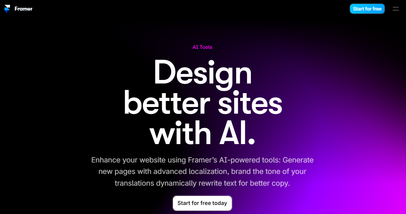 Framer AI’s homepage
