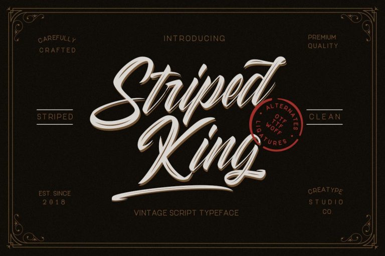 Striped King Vintage Script Font