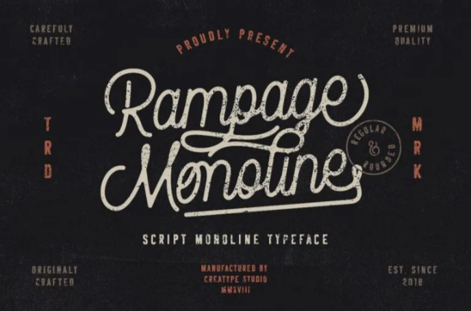 A slick venture font, Rampage Font