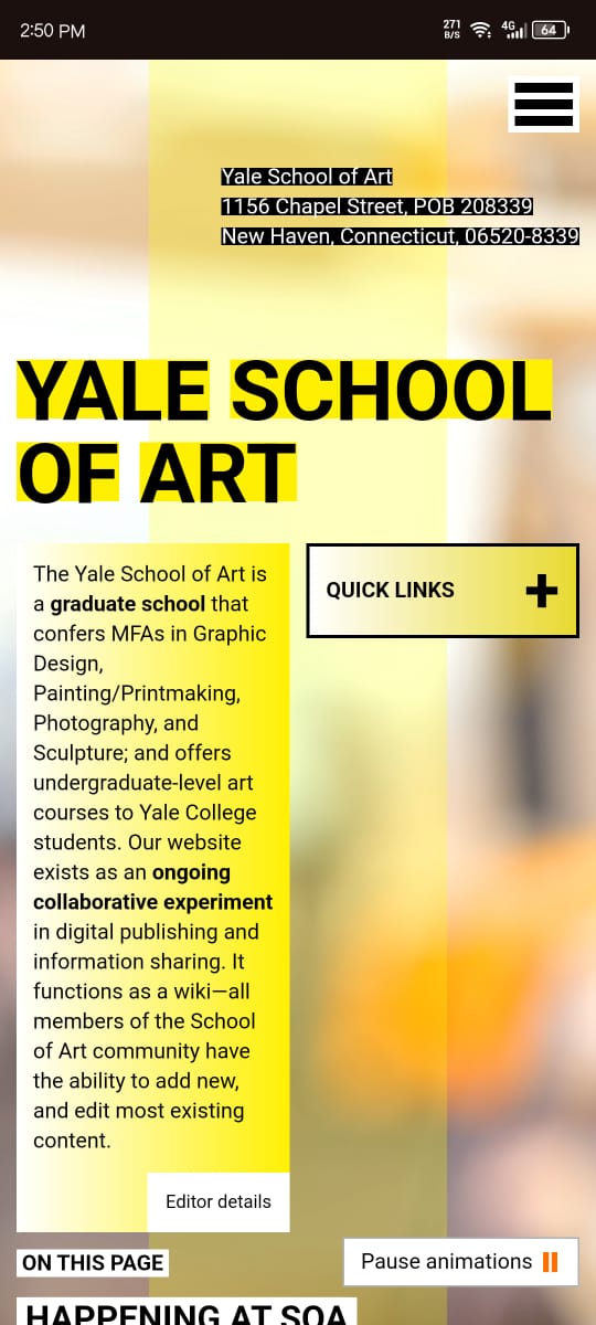 Yale Bad Accessibility Website 