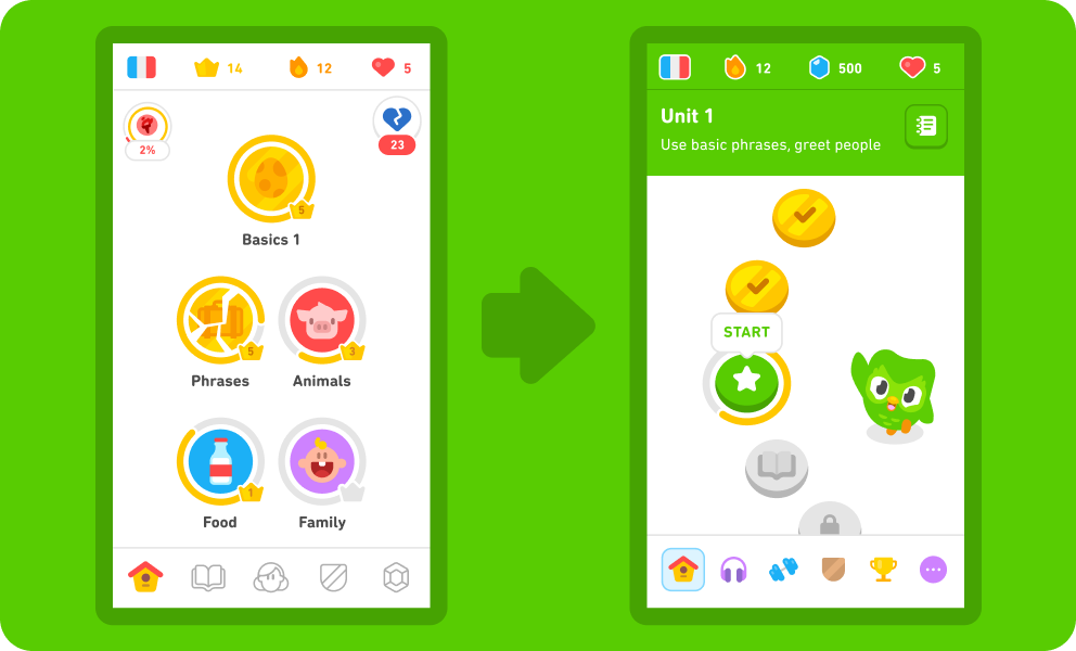 A playful learning app, Duolingo