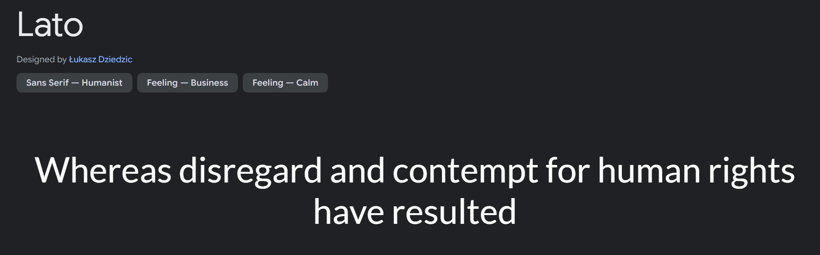 Preview of Lato font displaying humanist sans-serif characteristics