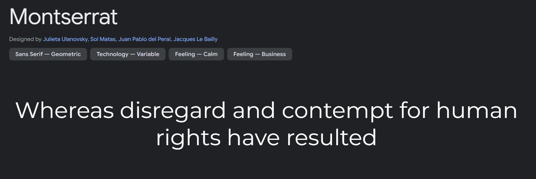 Preview of Montserrat font highlighting geometric sans-serif features