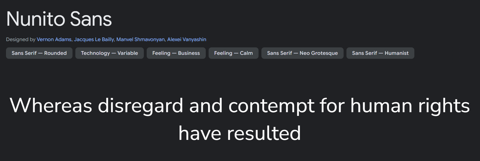 Preview of Nunito Sans, a rounded sans-serif typeface