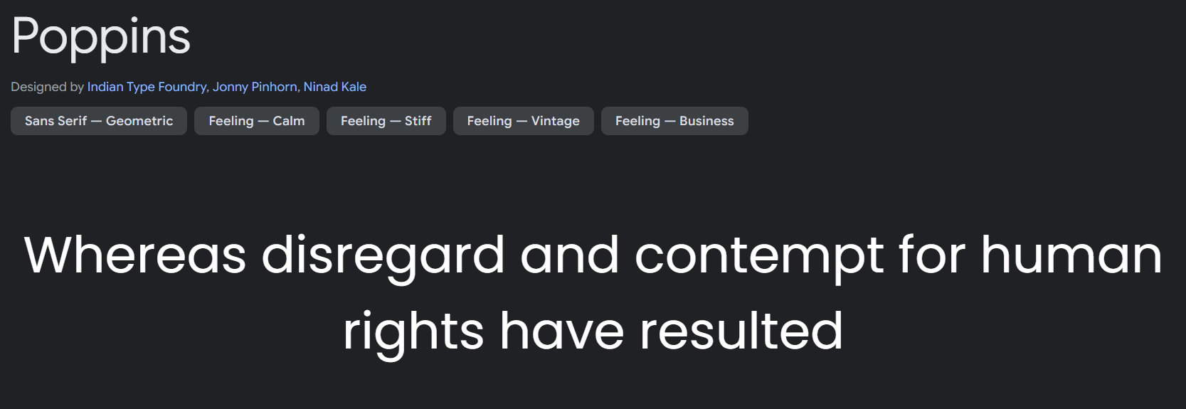 Preview of Poppins font showcasing geometric sans-serif style