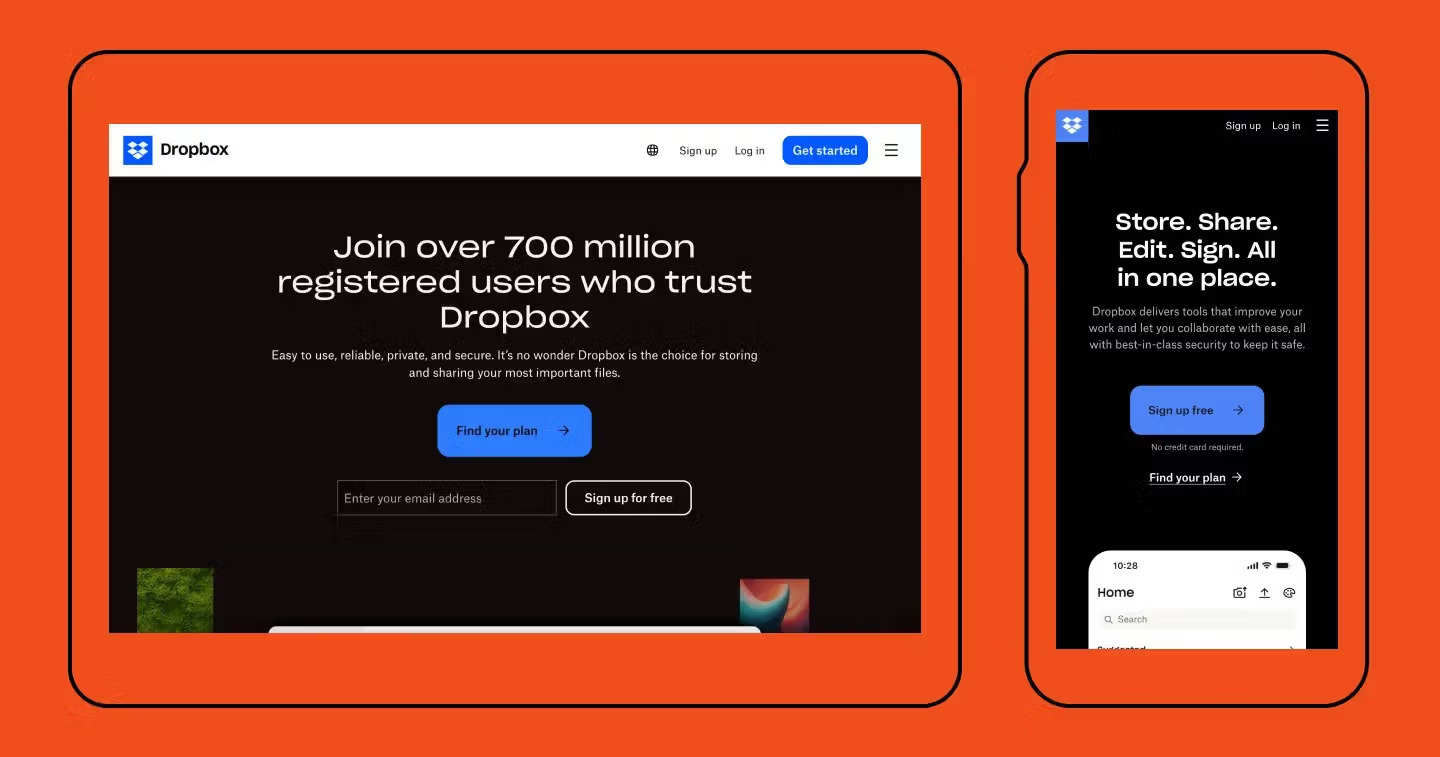 dropbox’s responsive design