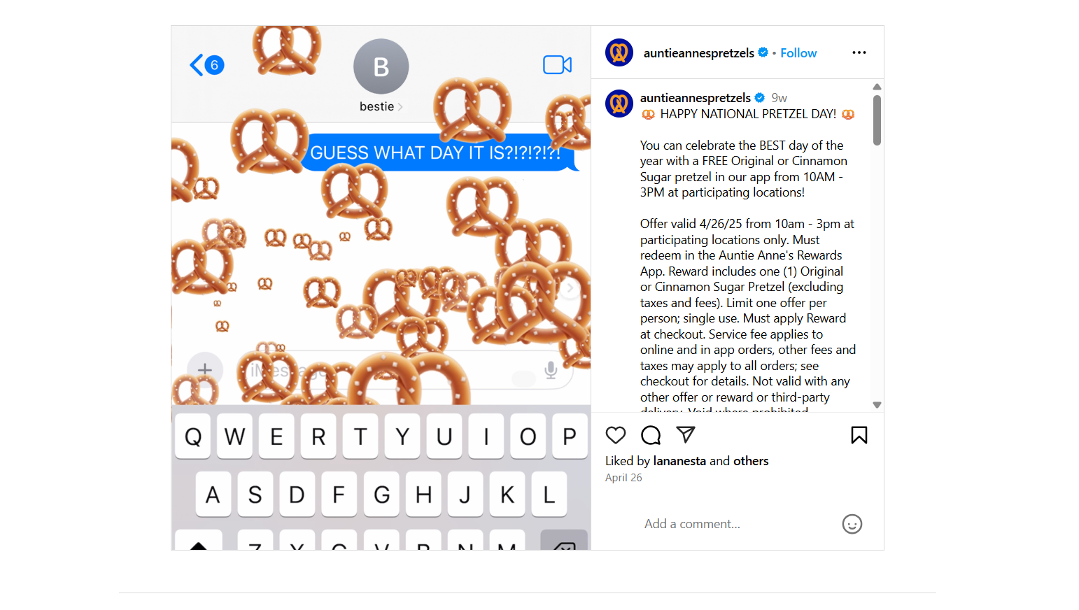 Auntie Anne Pretzels’ Instagram