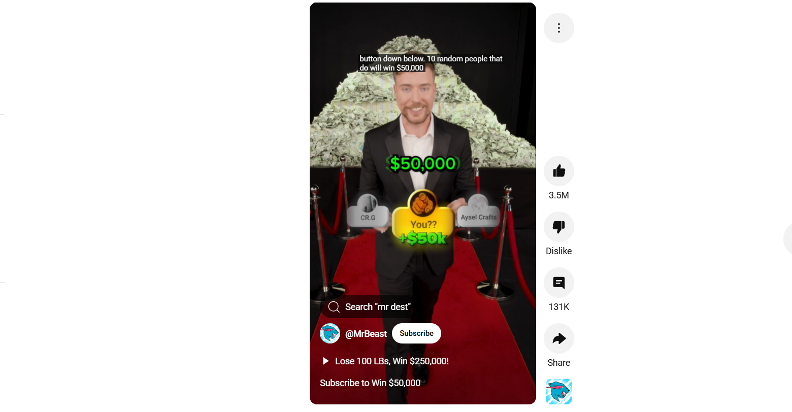MrBeast on YouTube Short