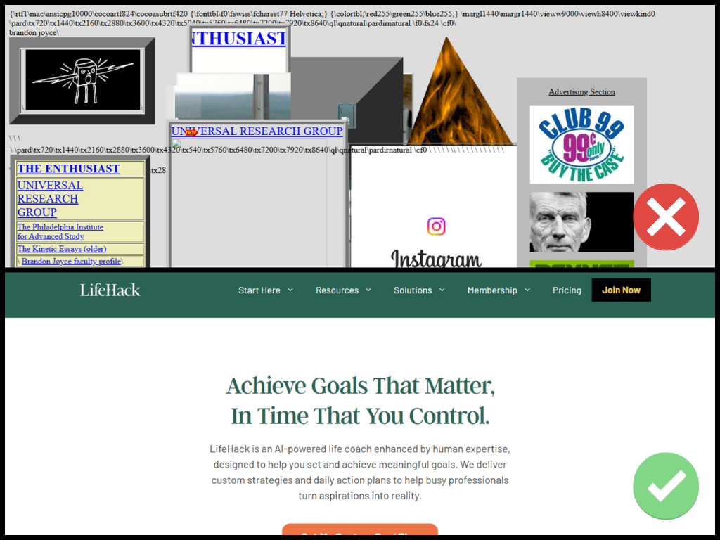 Cluttered vs. clean web design