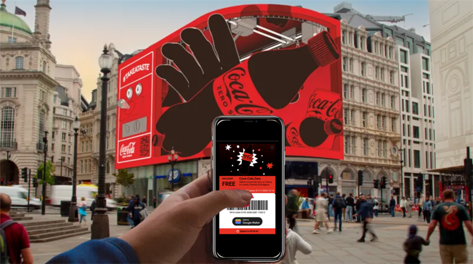 Coca-Cola game activation with Shake & Win app on the phone