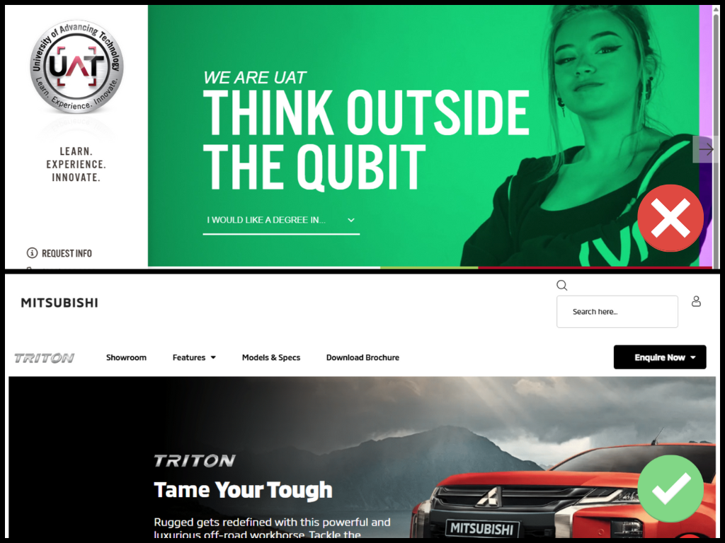 clear vs unclear navigation web design