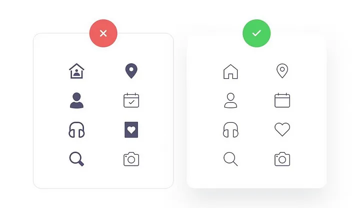 Mismatched icon styles