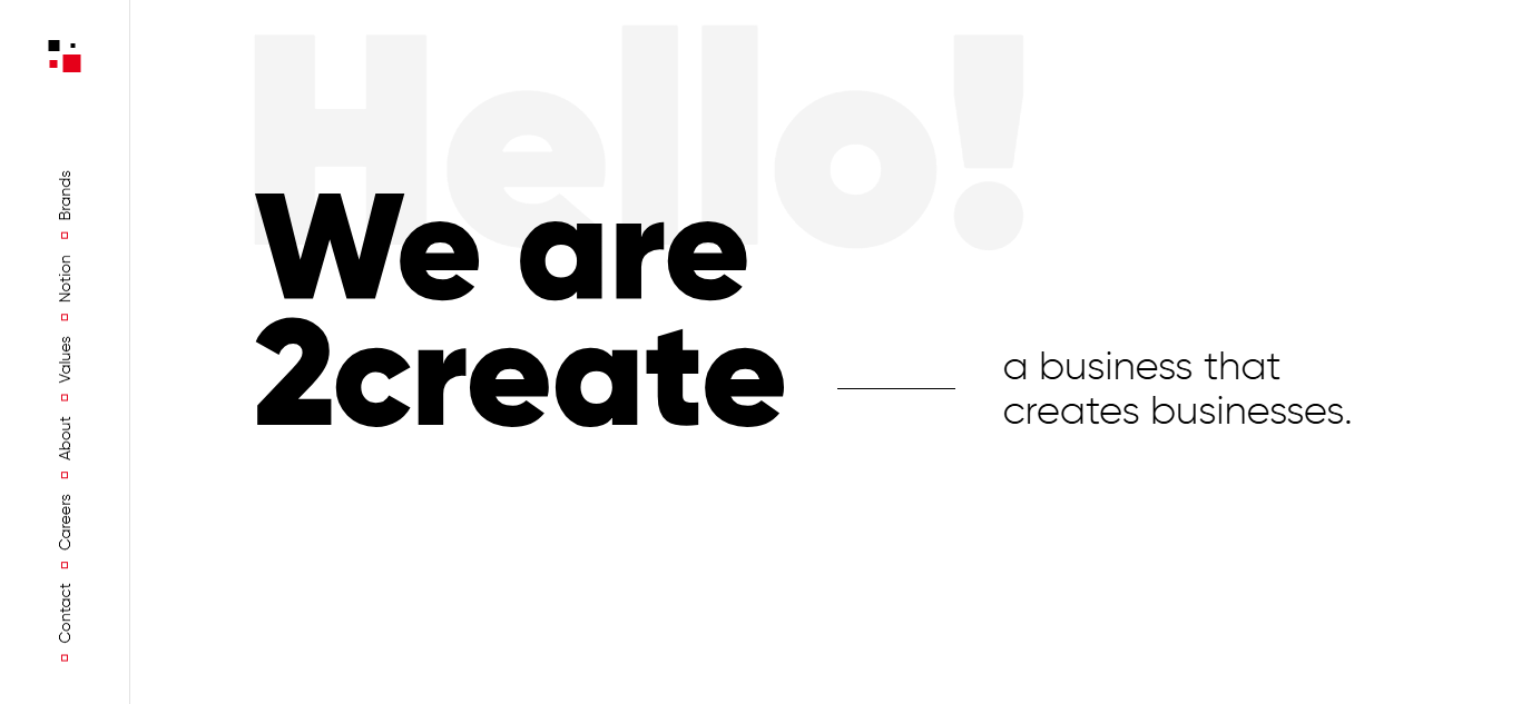 the homepage of 2Create