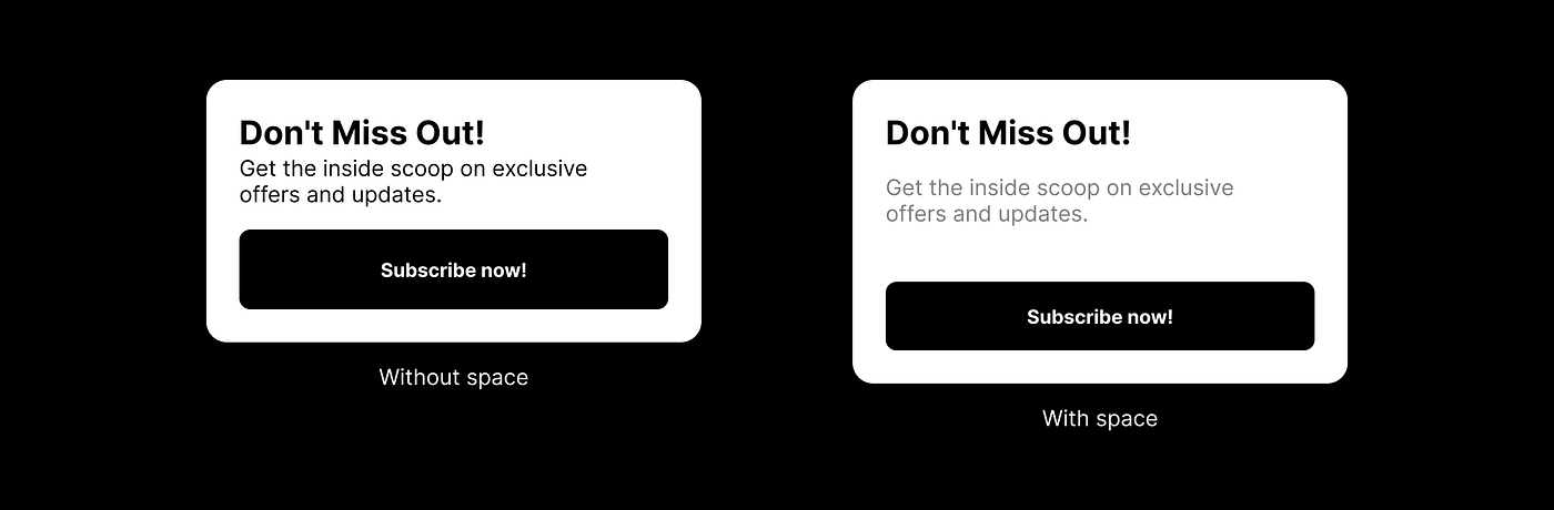 UI comparison with and without whitespace