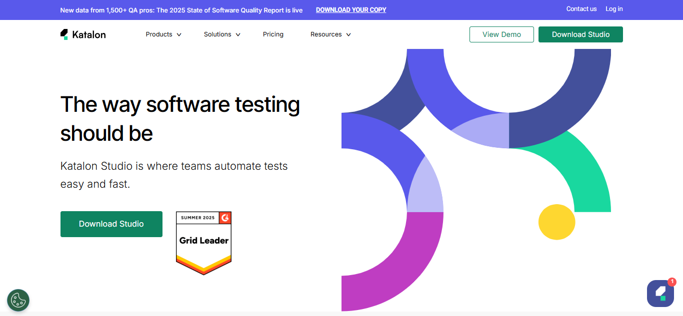 Katalon Studio’s homepage